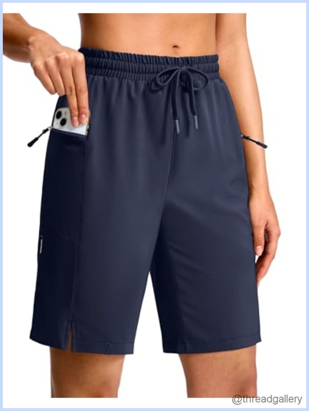9" Inseam Cargo Hiking Shorts with 2 Zipper Pockets and Drawstring